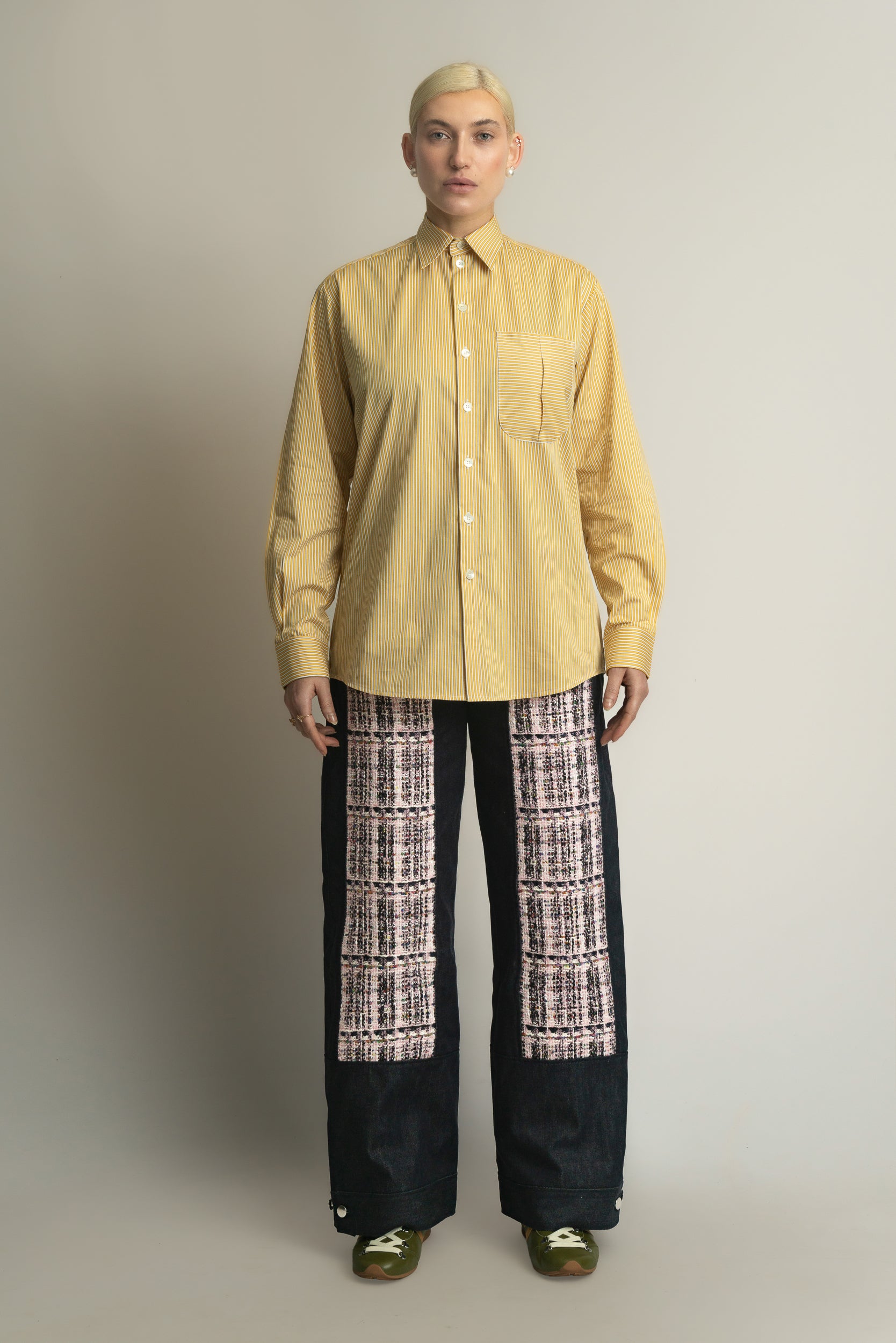 Lennon Collared Shirt in Marigold Stripe
