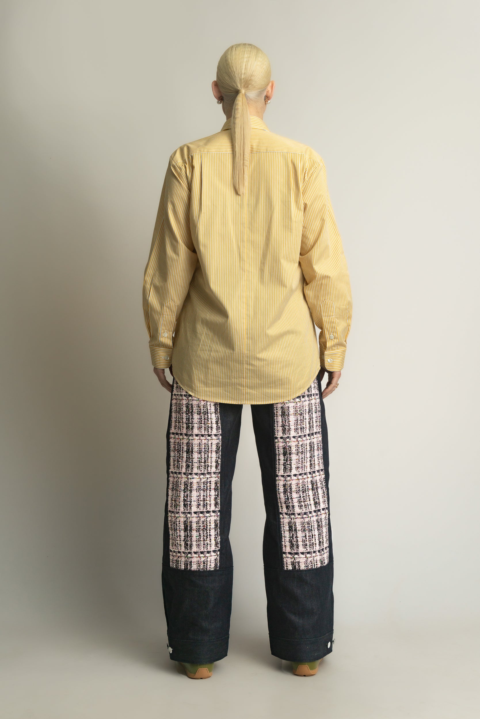 Lennon Collared Shirt in Marigold Stripe