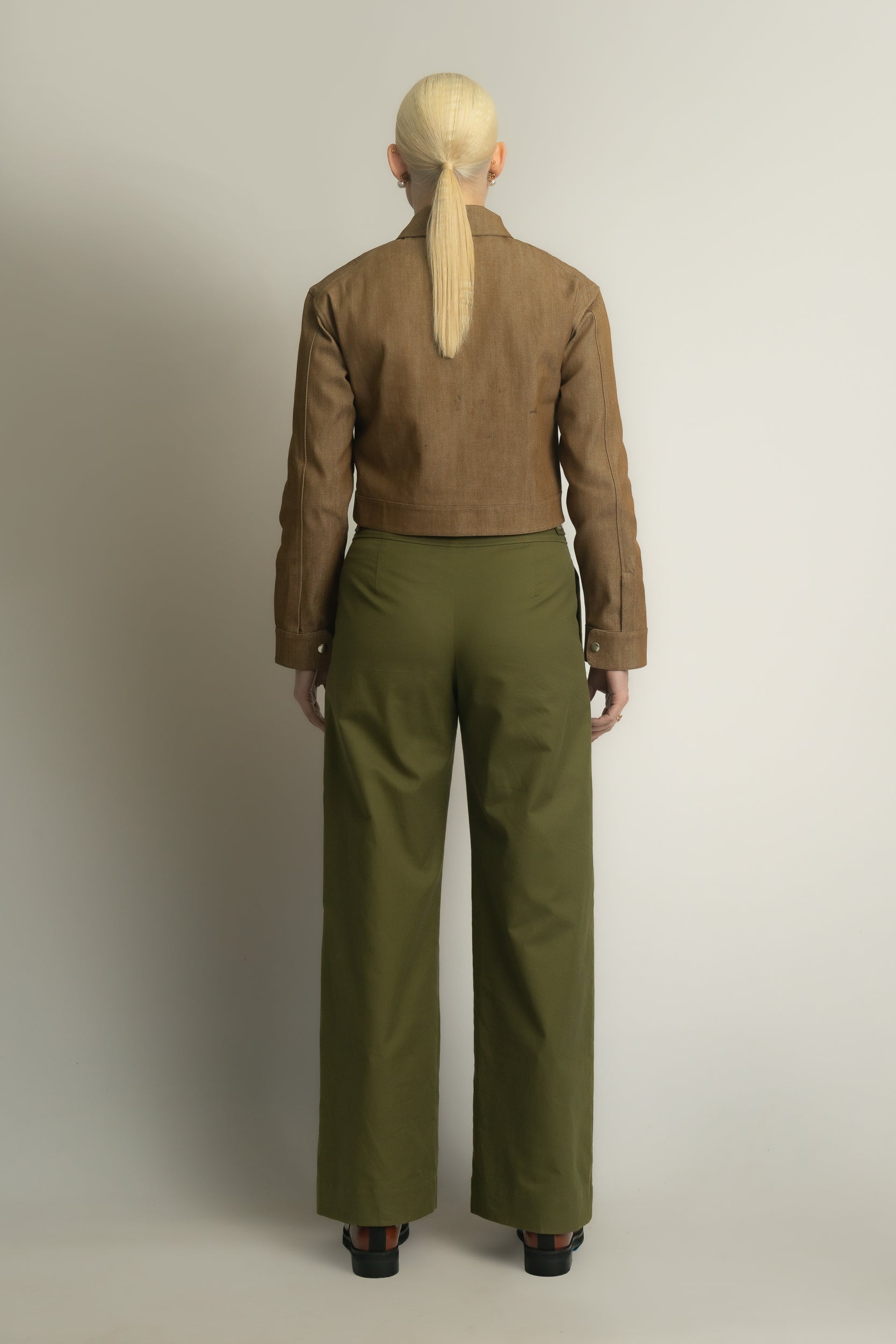 Nola Buttoned Biker Crop in Sand - PRE-ORDER (DROPPING LATE JULY)