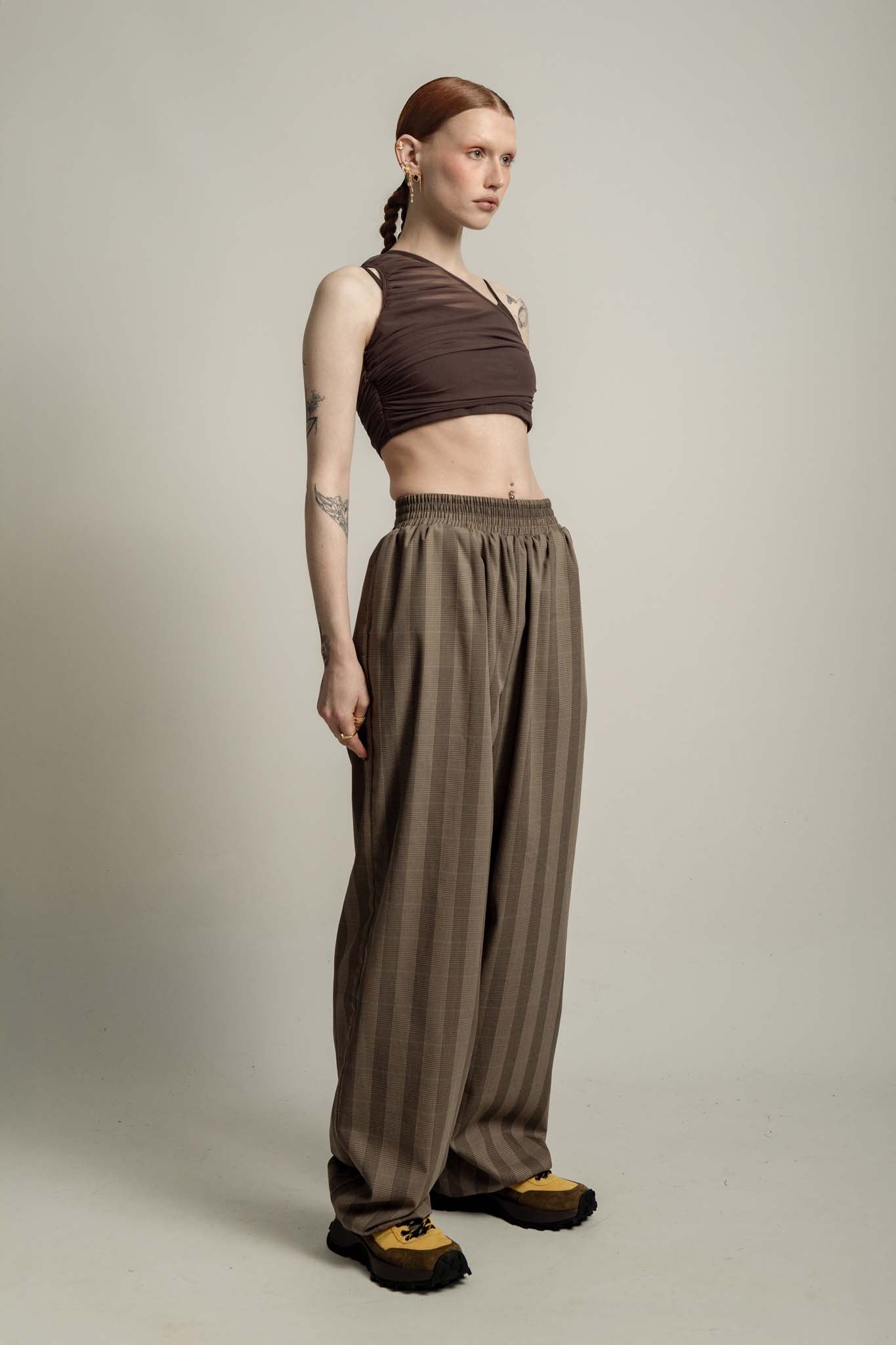 Soren Elasticated Waist Trouser in Prince of Wales Check