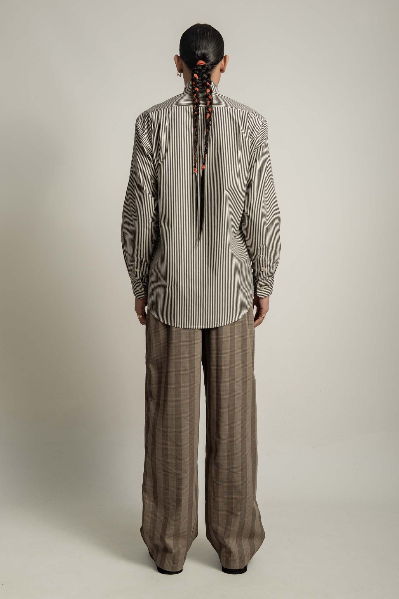 Lennon Collared Shirt in Licorice Stripe