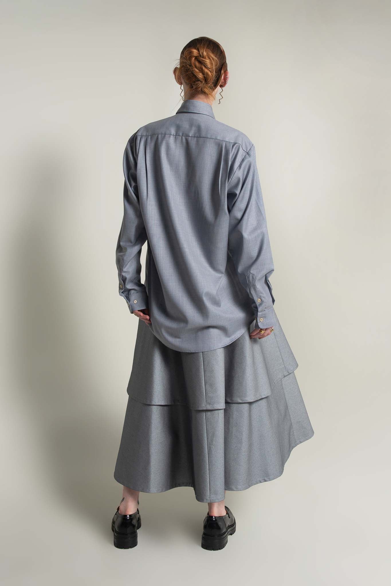 Lennon Collared Shirt in Grey Stripe