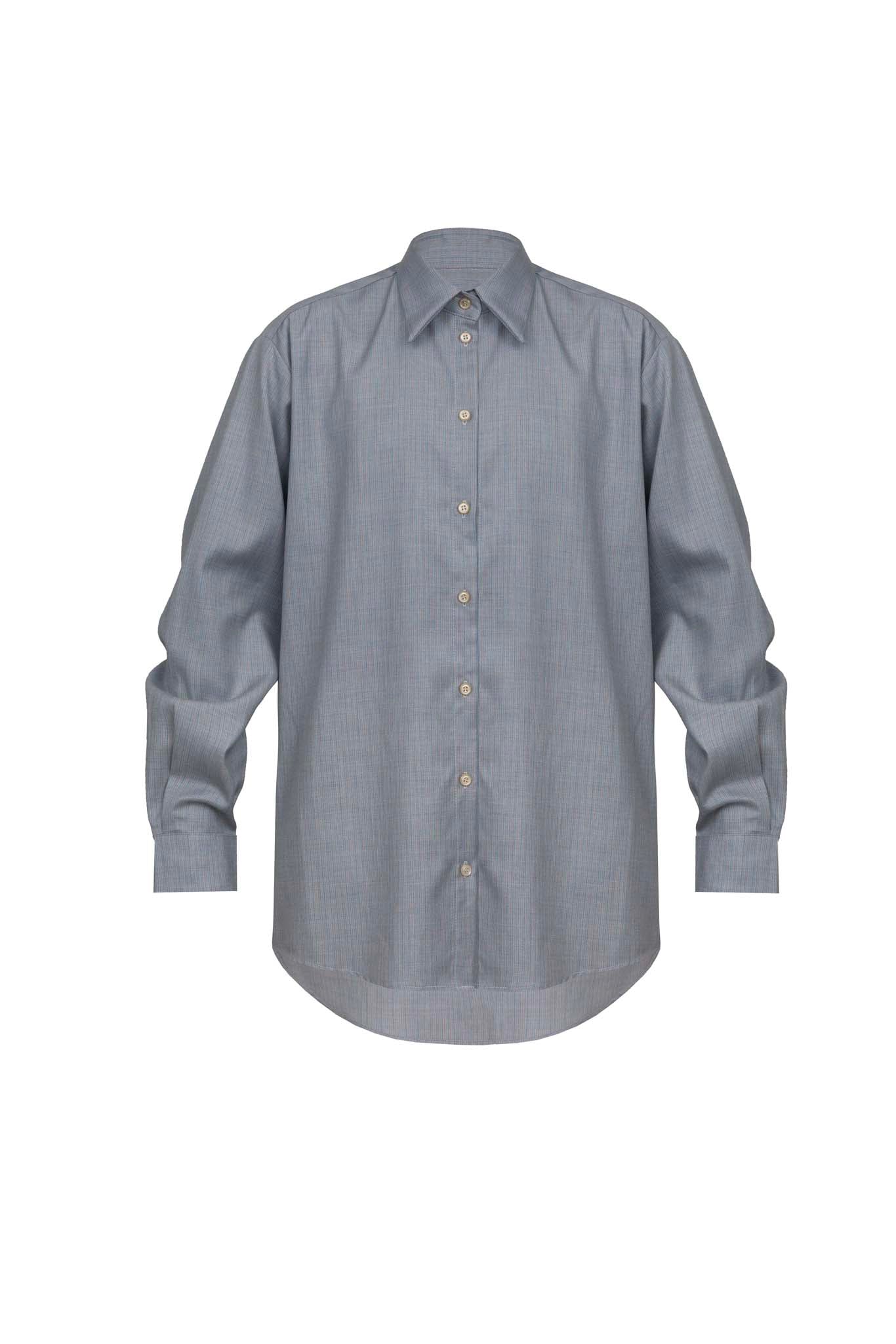 Lennon Collared Shirt in Grey Stripe