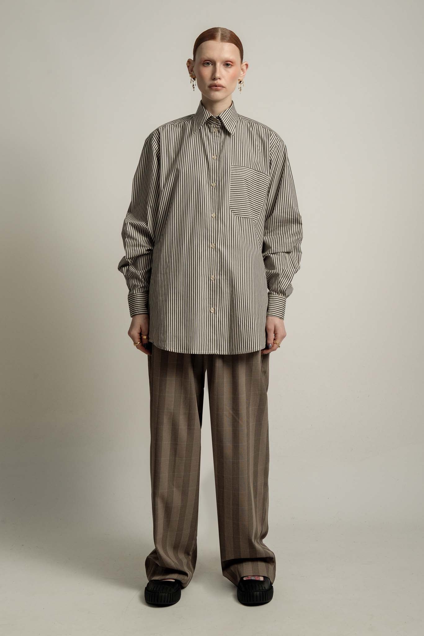 Lennon Collared Shirt in Licorice Stripe