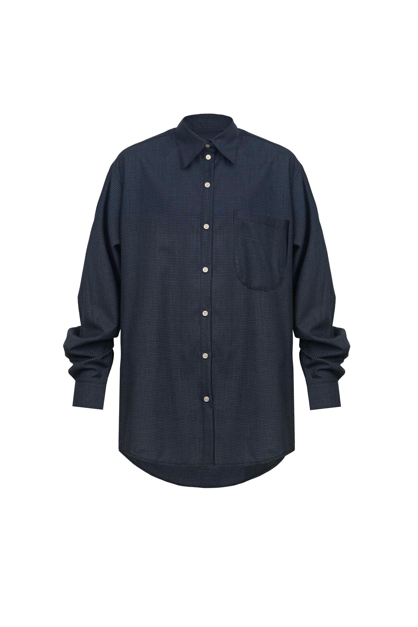 Lennon Collared Shirt in Navy Check