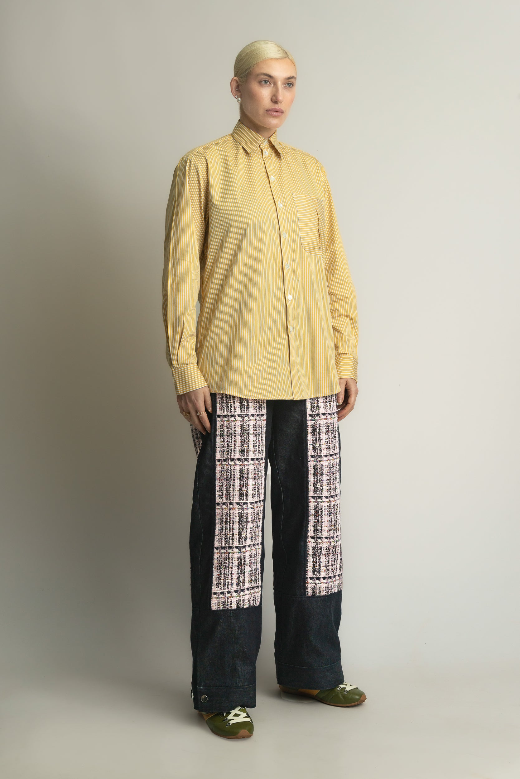 Lennon Collared Shirt in Marigold Stripe