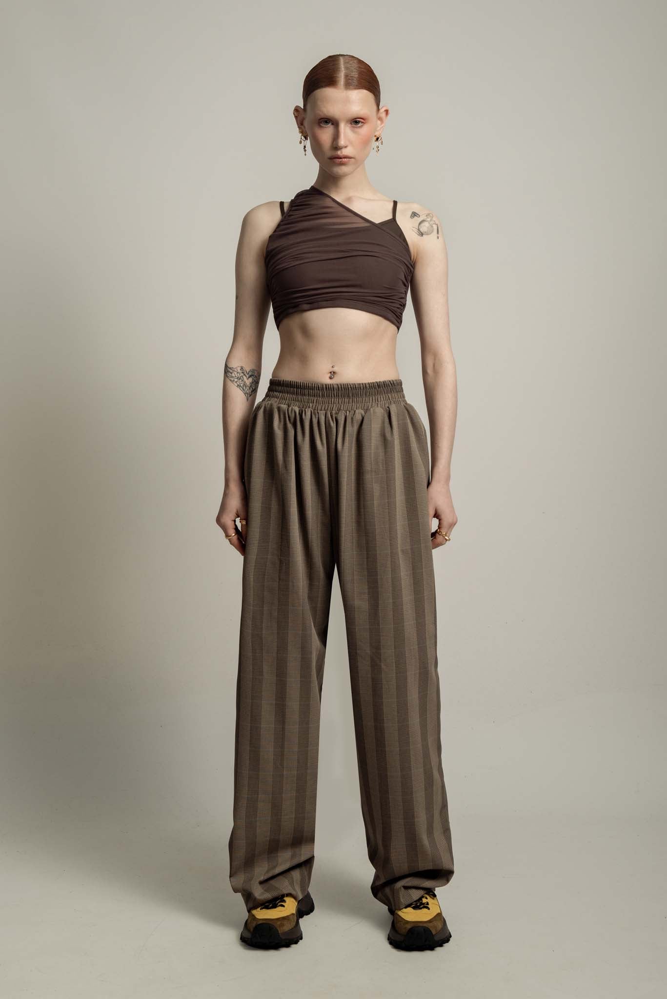 Soren Elasticated Waist Trouser in Prince of Wales Check