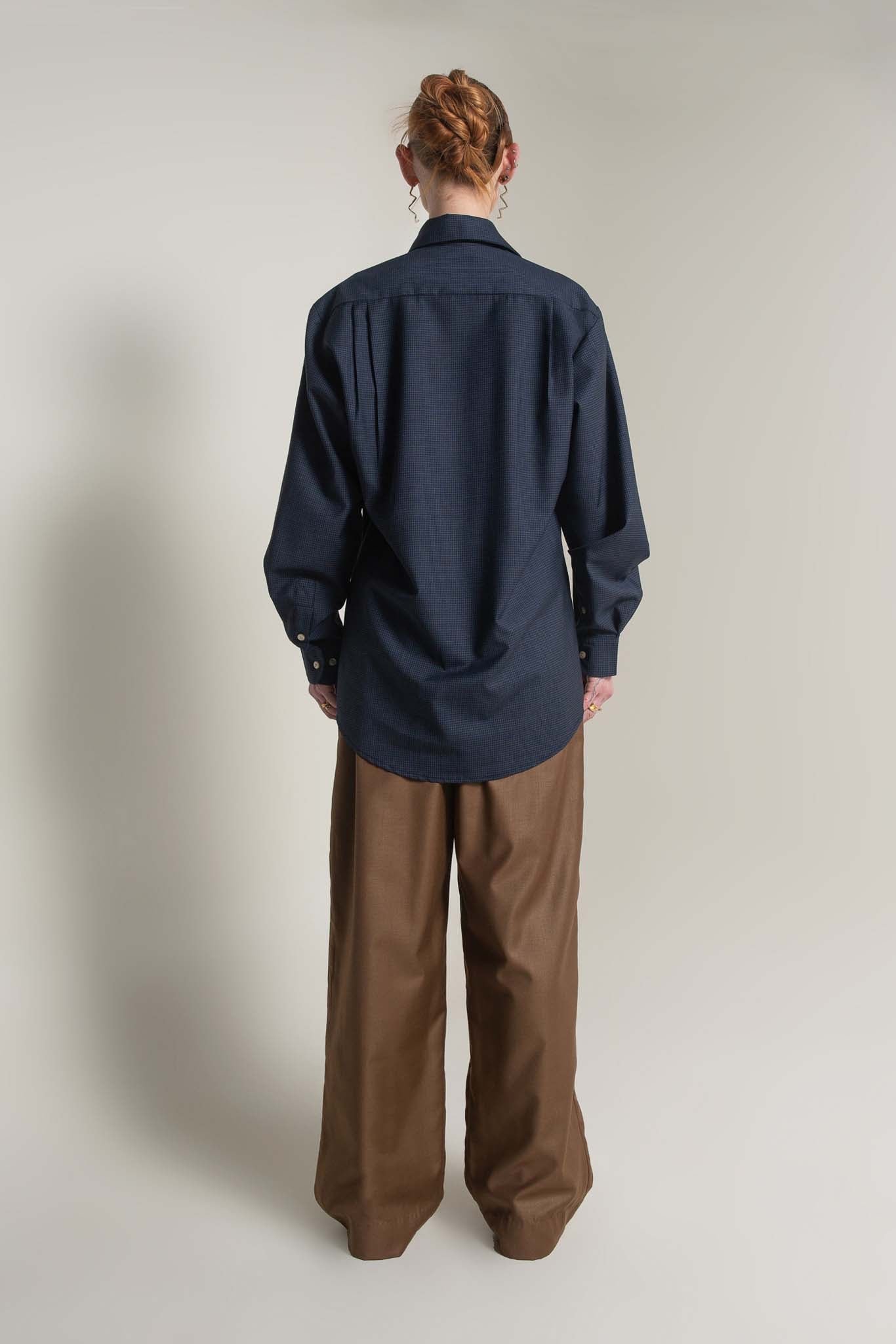 Lennon Collared Shirt in Navy Check