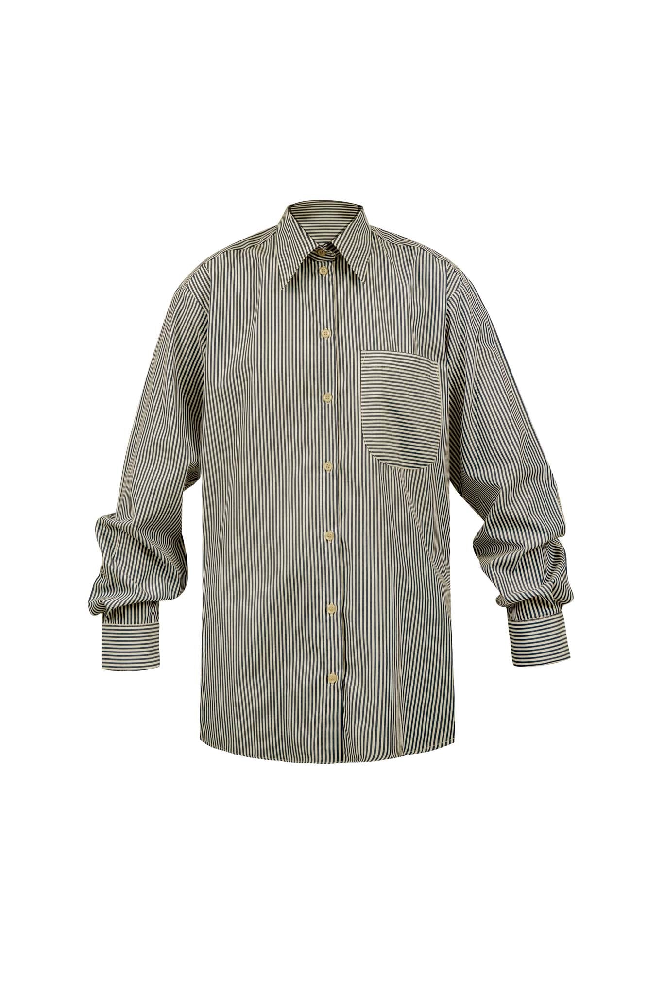 Lennon Collared Shirt in Licorice Stripe