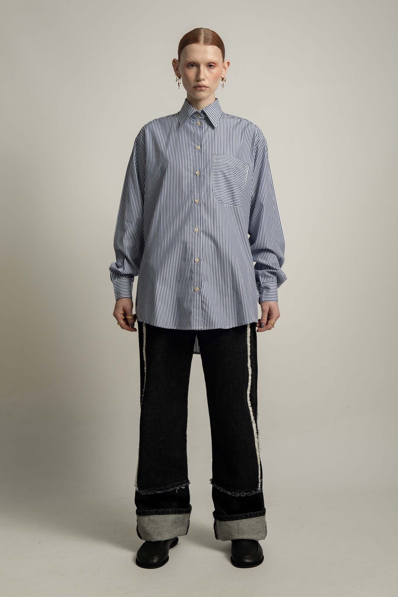 Lennon Collared Shirt in Sailor Blue