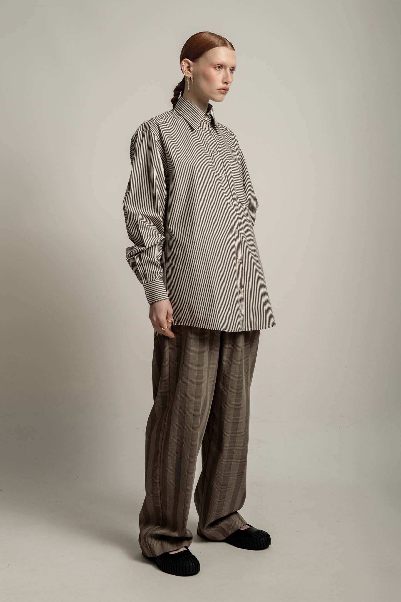 Lennon Collared Shirt in Licorice Stripe