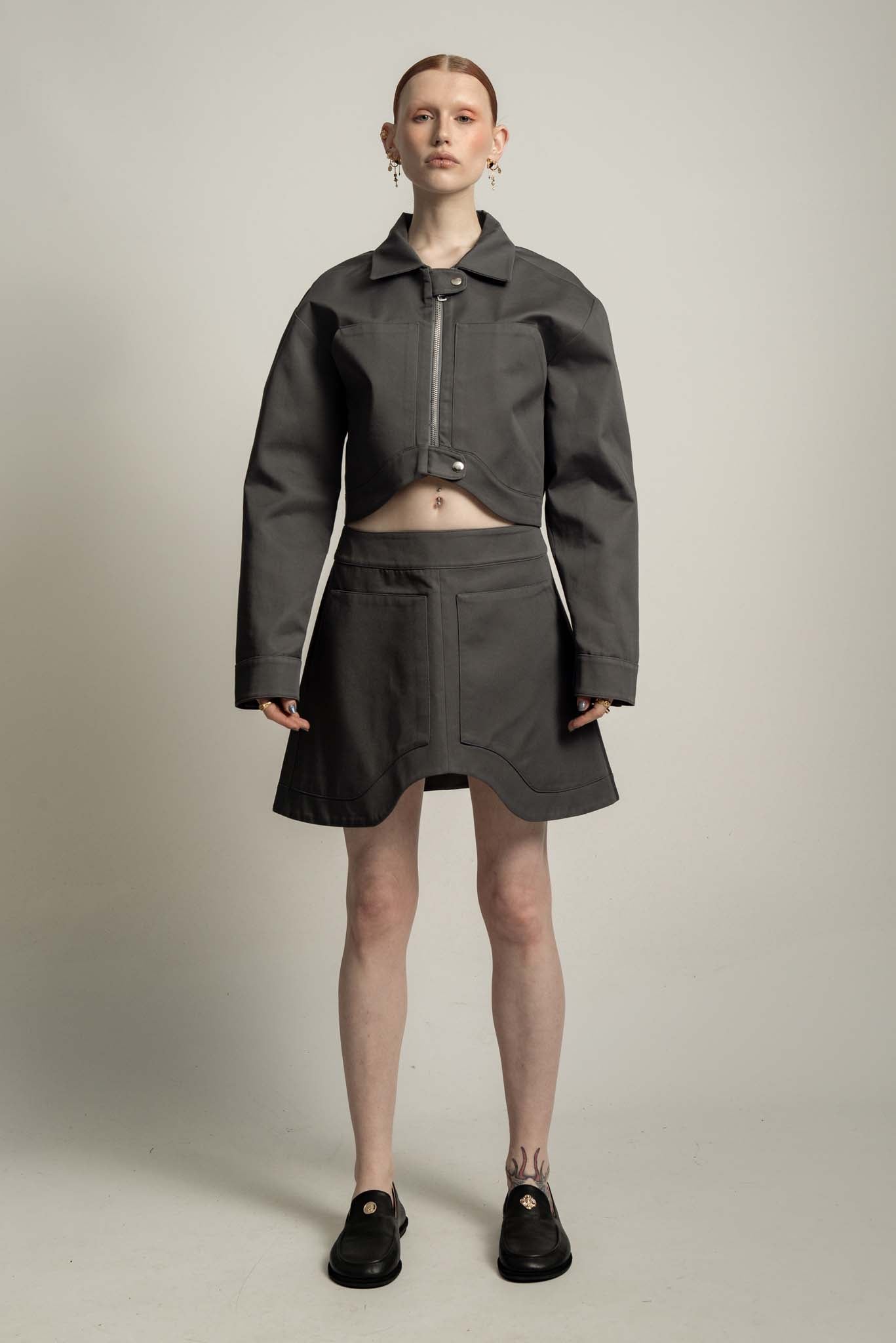 Nola Biker Crop in Charcoal