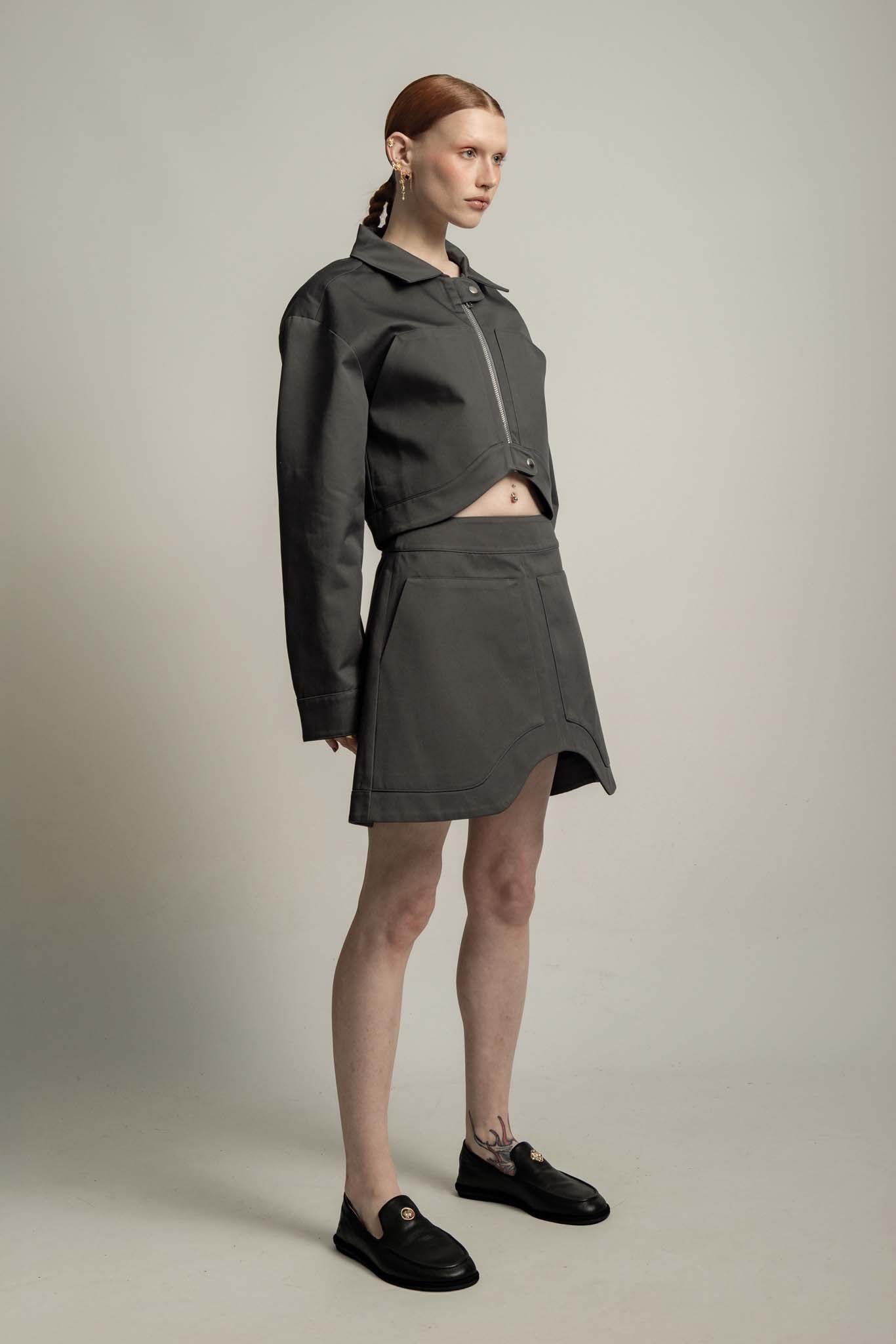 Nola Biker Skirt in Charcoal