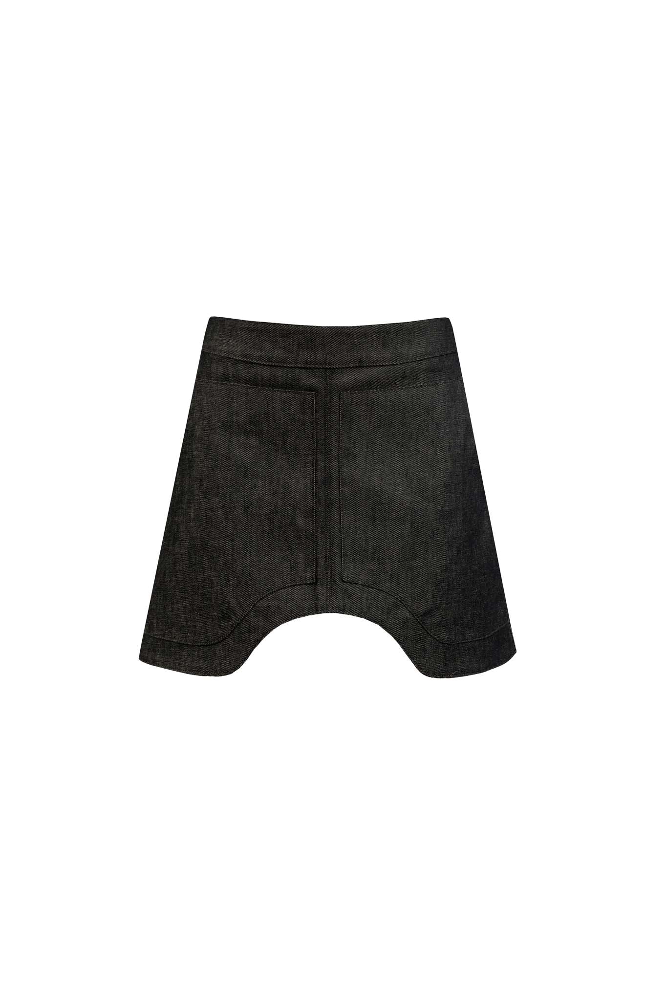 Nola Biker Skirt in Ash Black Denim