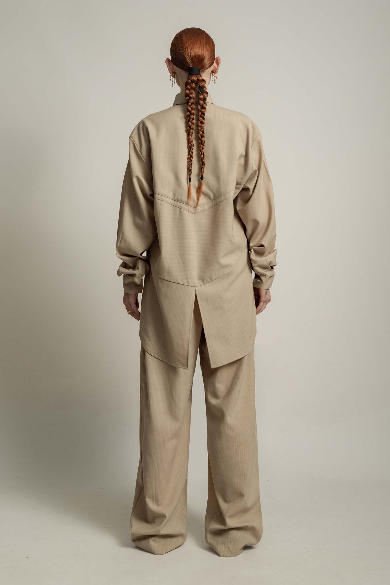 Sierra Panelled Shirt in Mushroom Stripe