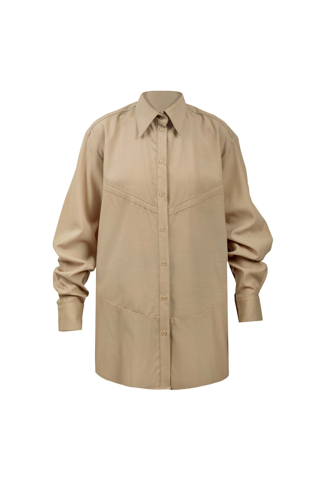 Sierra Panelled Shirt in Mushroom Stripe